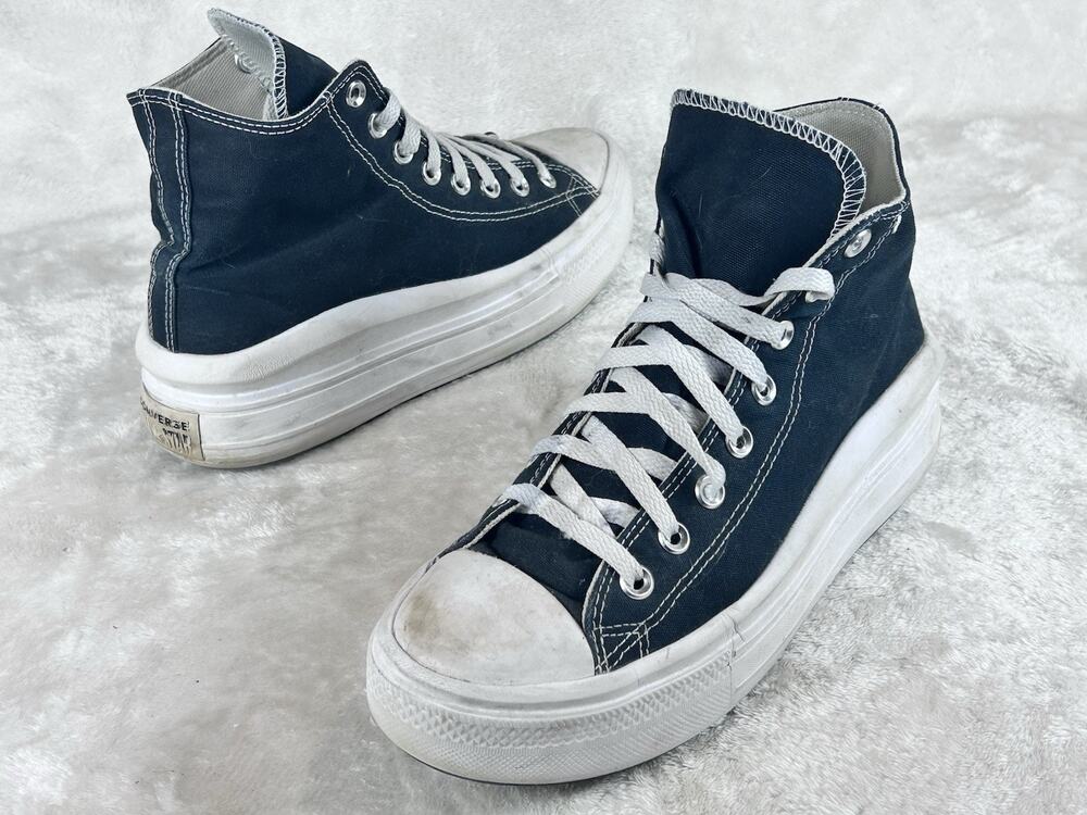 Converse Chuck Taylor All Star Move High Top Black White Platform Womens 10